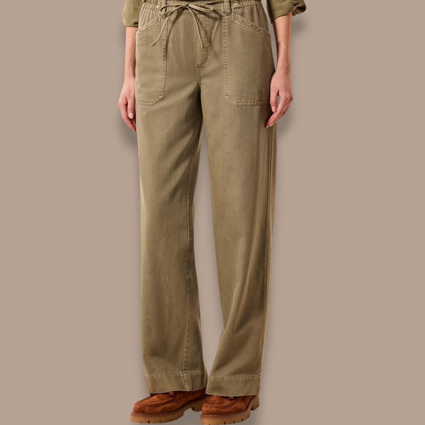 Tribal - Audrey Flowy Wide Leg Pull-On Pants With Drawstring