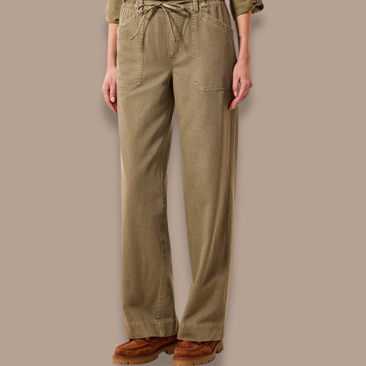 Tribal - Audrey Flowy Wide Leg Pull-On Pants With Drawstring