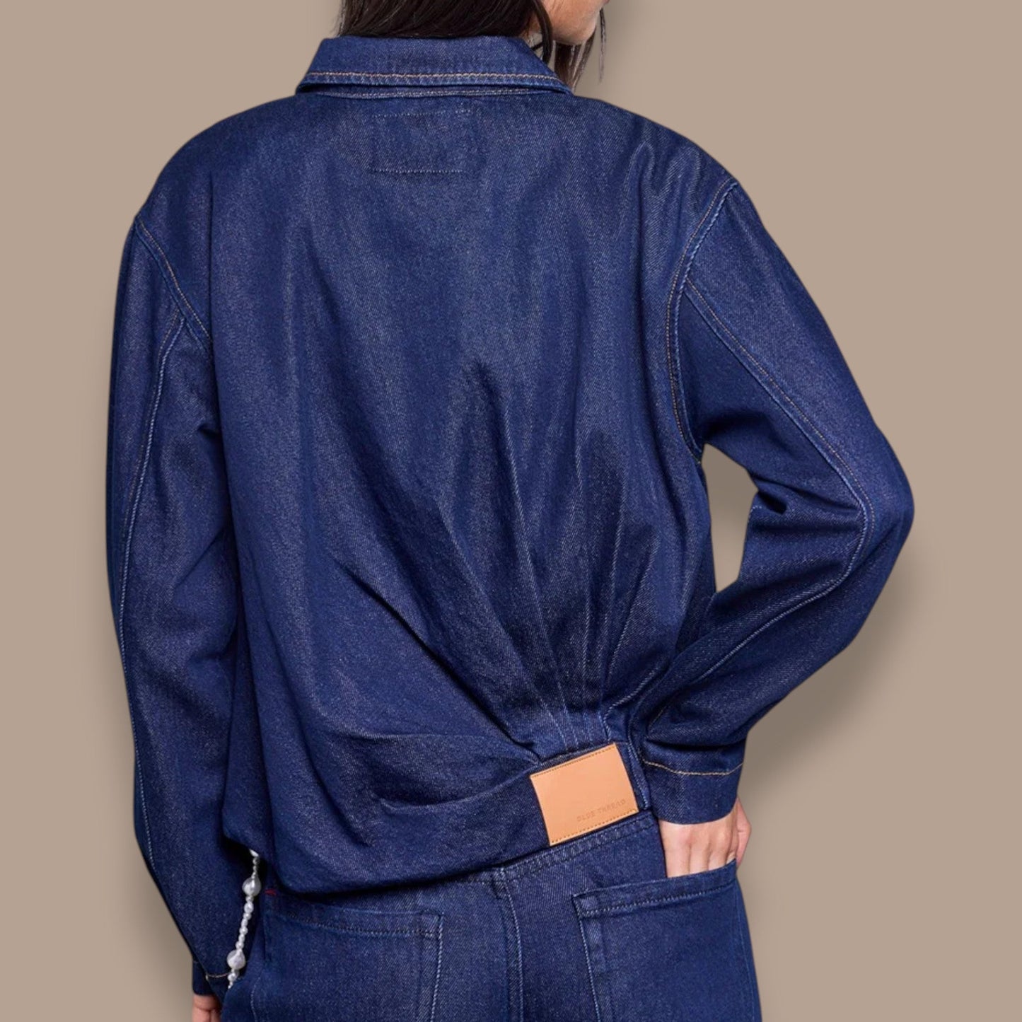 Tribal - Bubble Hem Zip-Front Denim Jacket