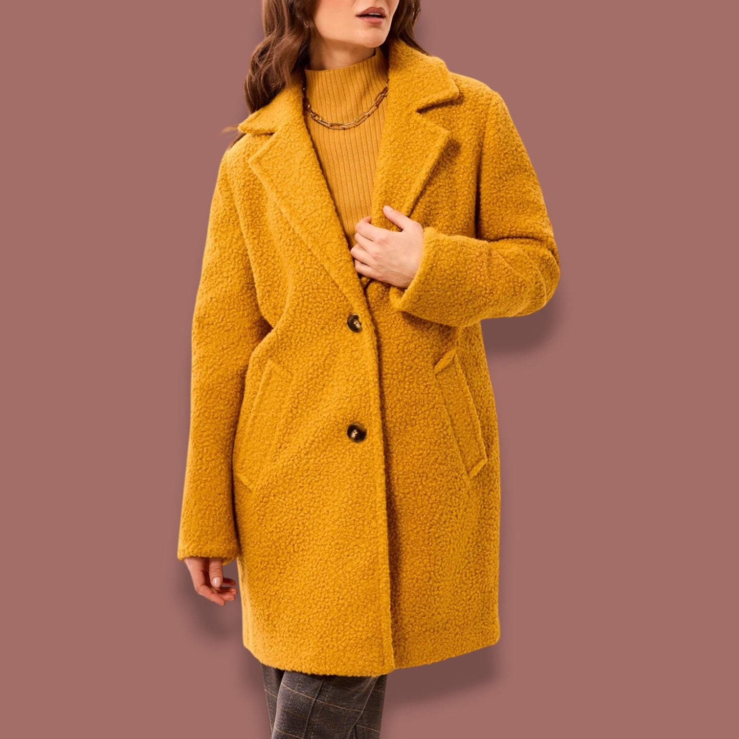 Tribal - Bouclé Single Breast Button-Front Coat