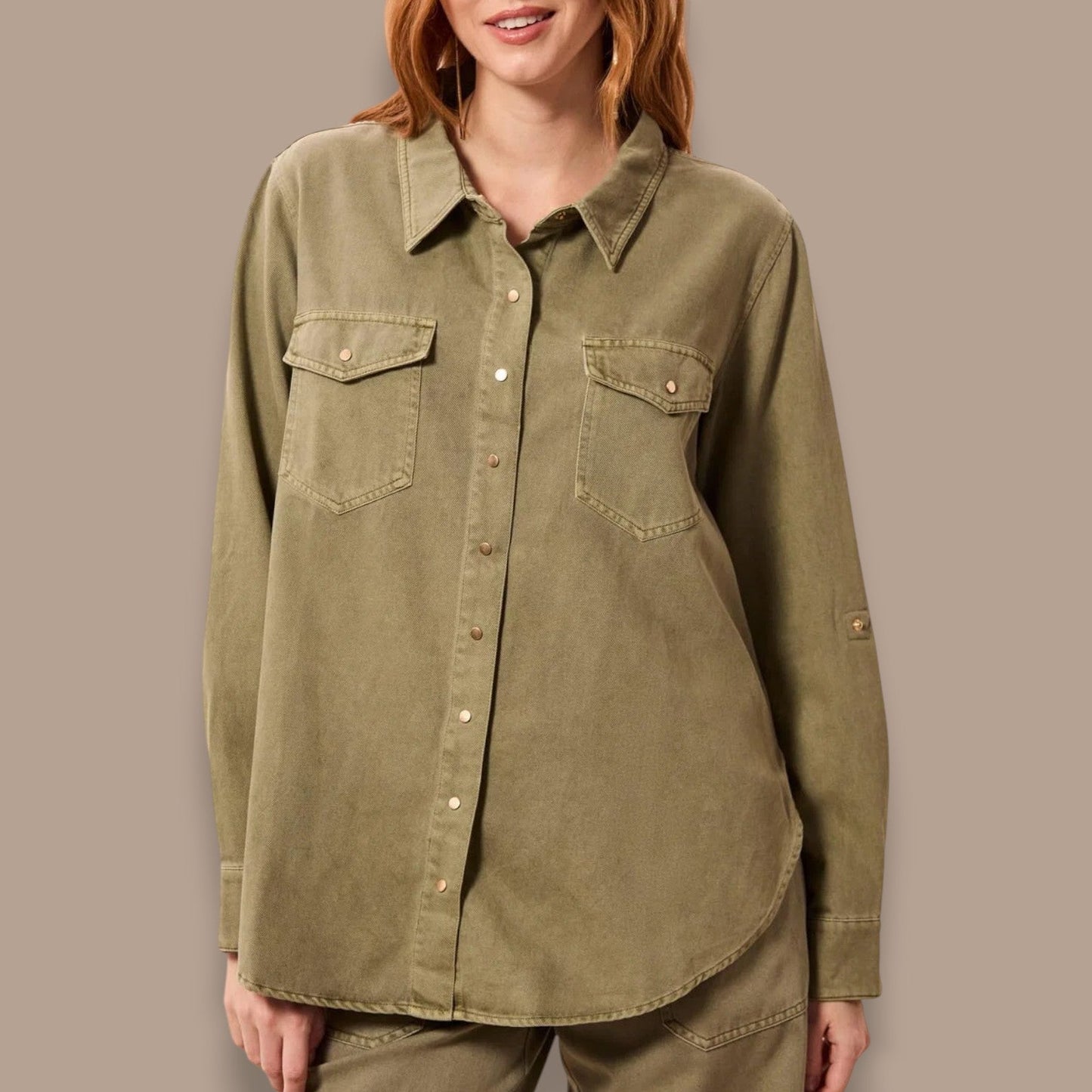 Tribal - Classic Snap Front Collared Denim Shirt