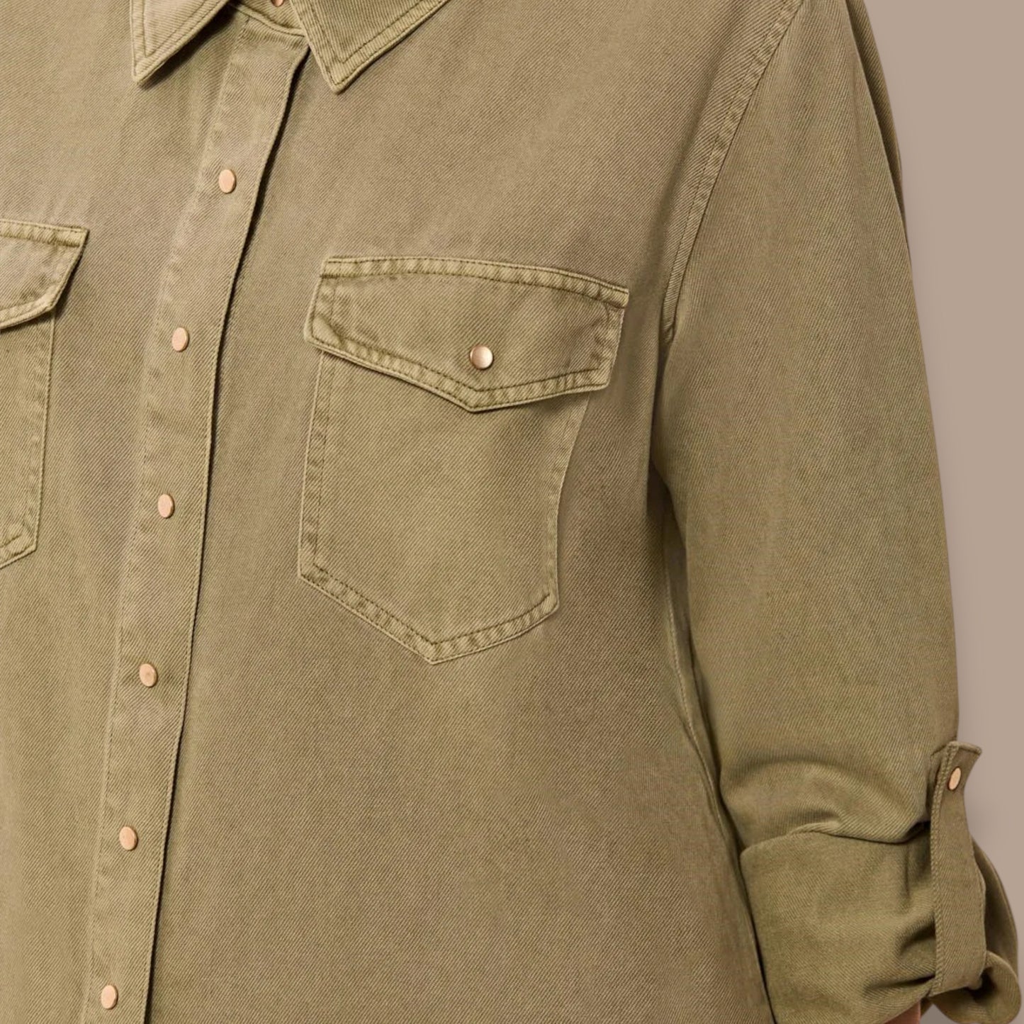 Tribal - Classic Snap Front Collared Denim Shirt