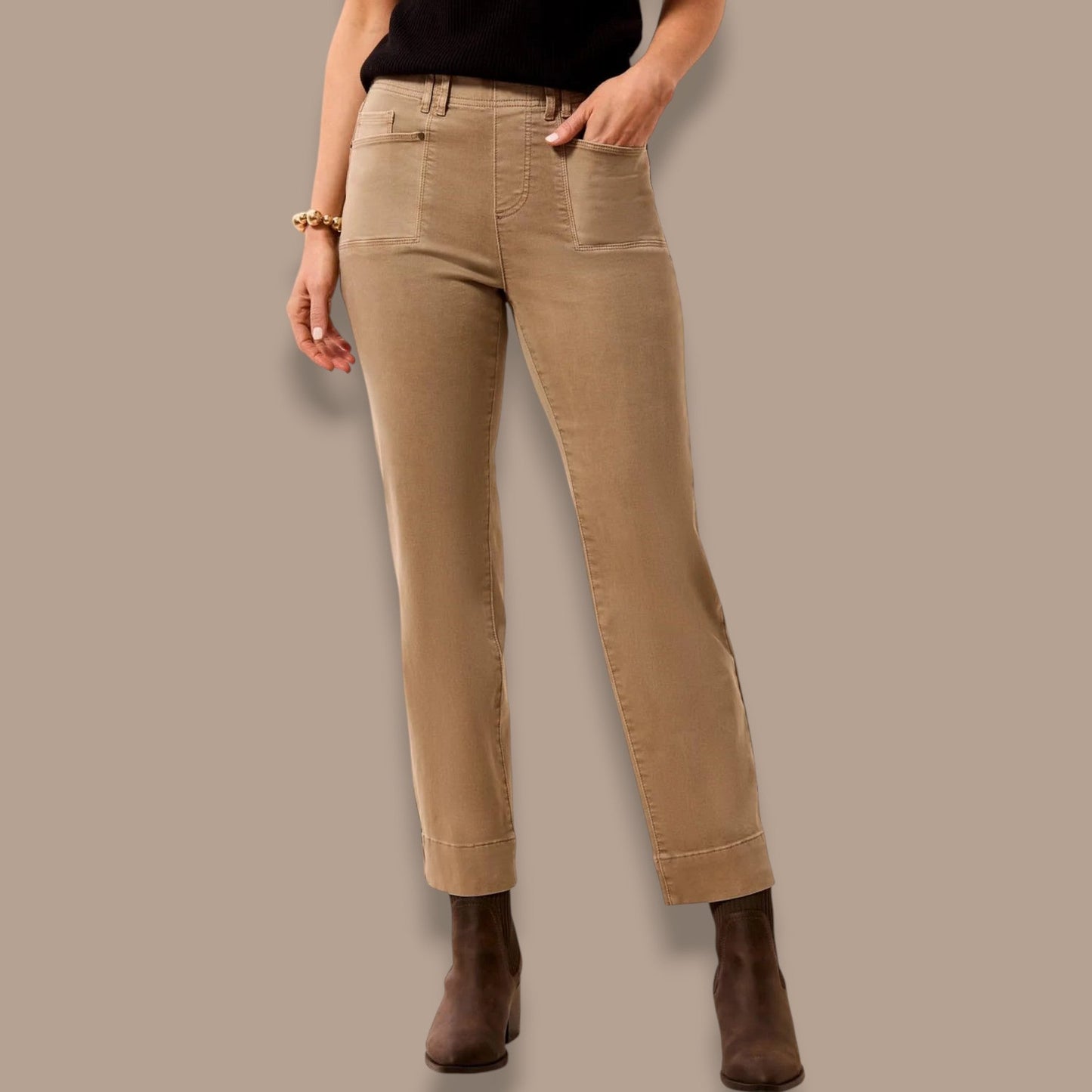 Tribal - Comfort Stretch Straight-Leg Pull-On Ankle Pants