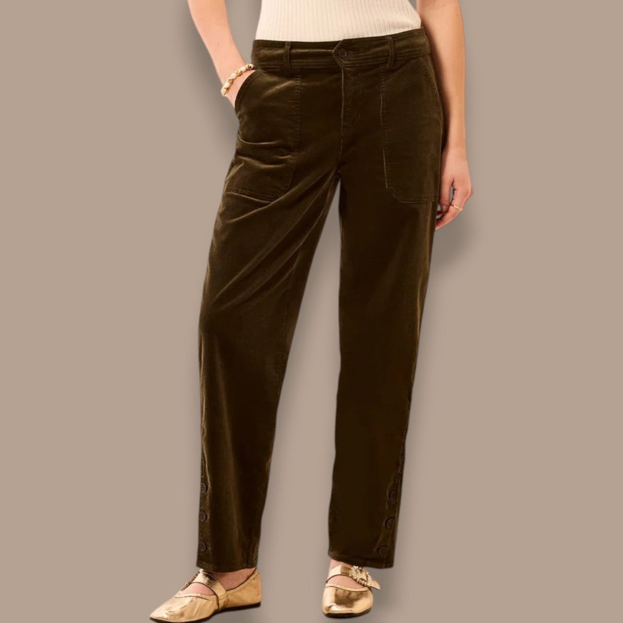 Tribal - Corduroy Barrel Leg Ankle Pants