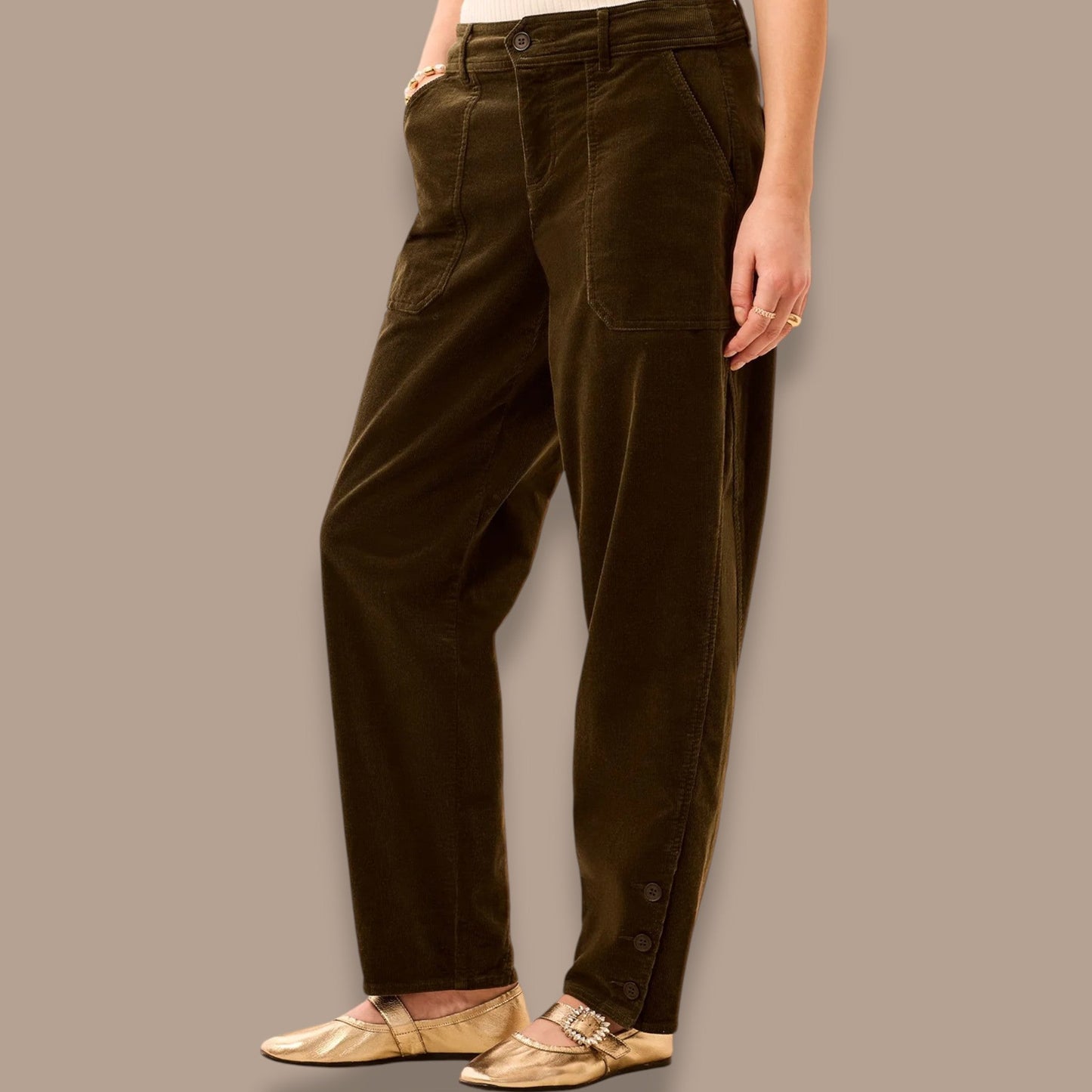 Tribal - Corduroy Barrel Leg Ankle Pants