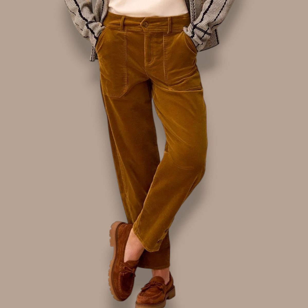 Tribal - Corduroy Barrel Leg Ankle Pants