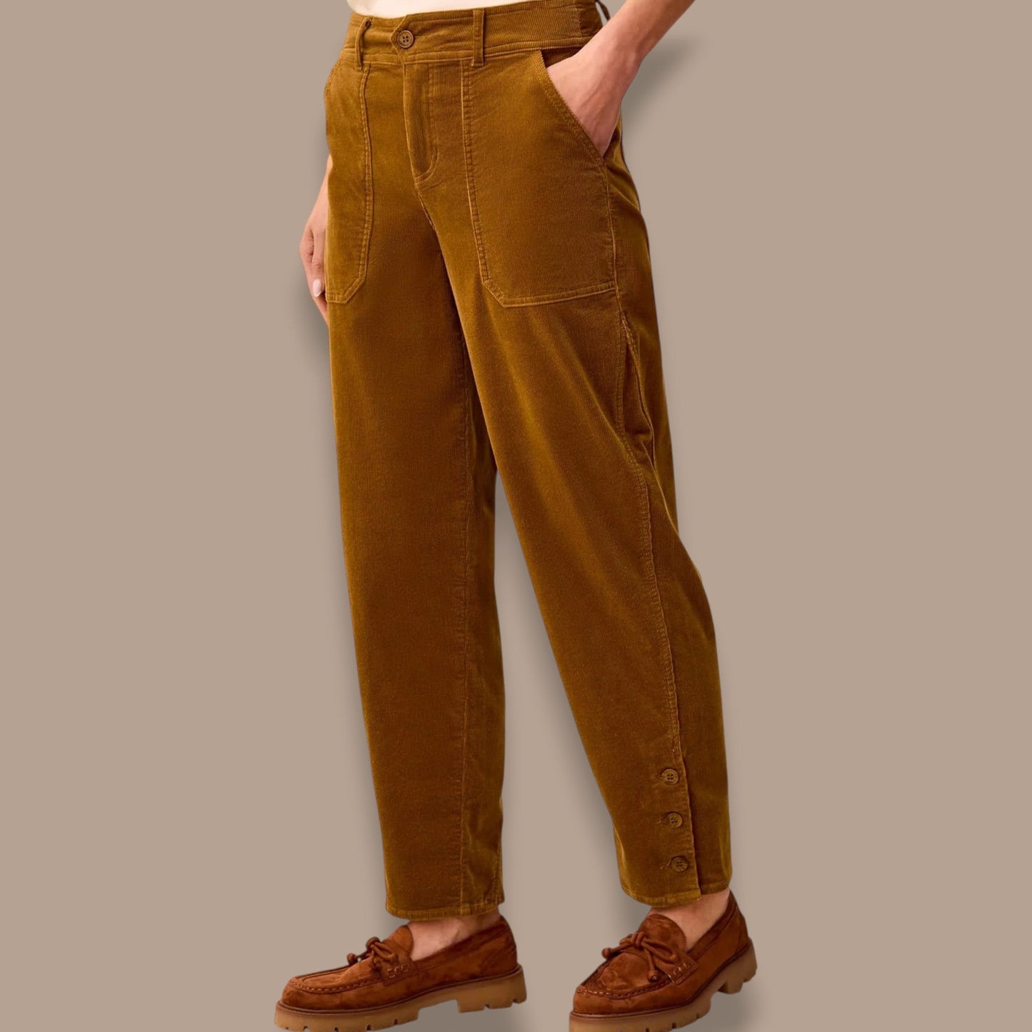 Tribal - Corduroy Barrel Leg Ankle Pants