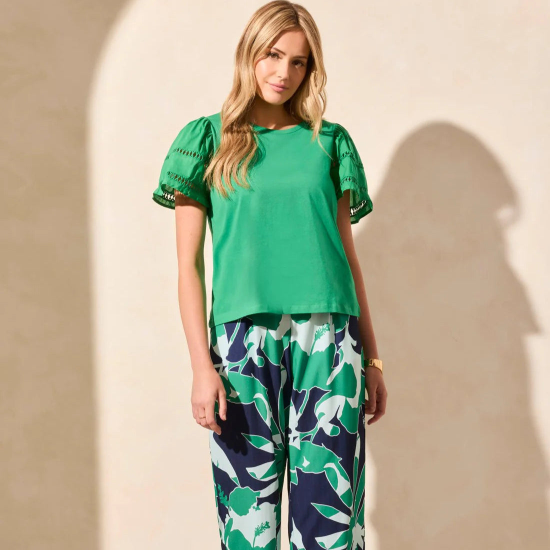 Tribal - Flutter Sleeve Crew Neck Top