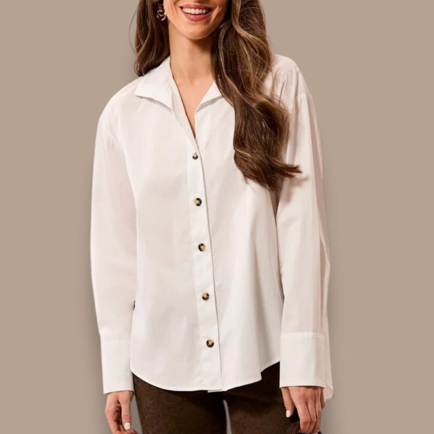 Tribal - Button Front Cotton Poplin Blouse