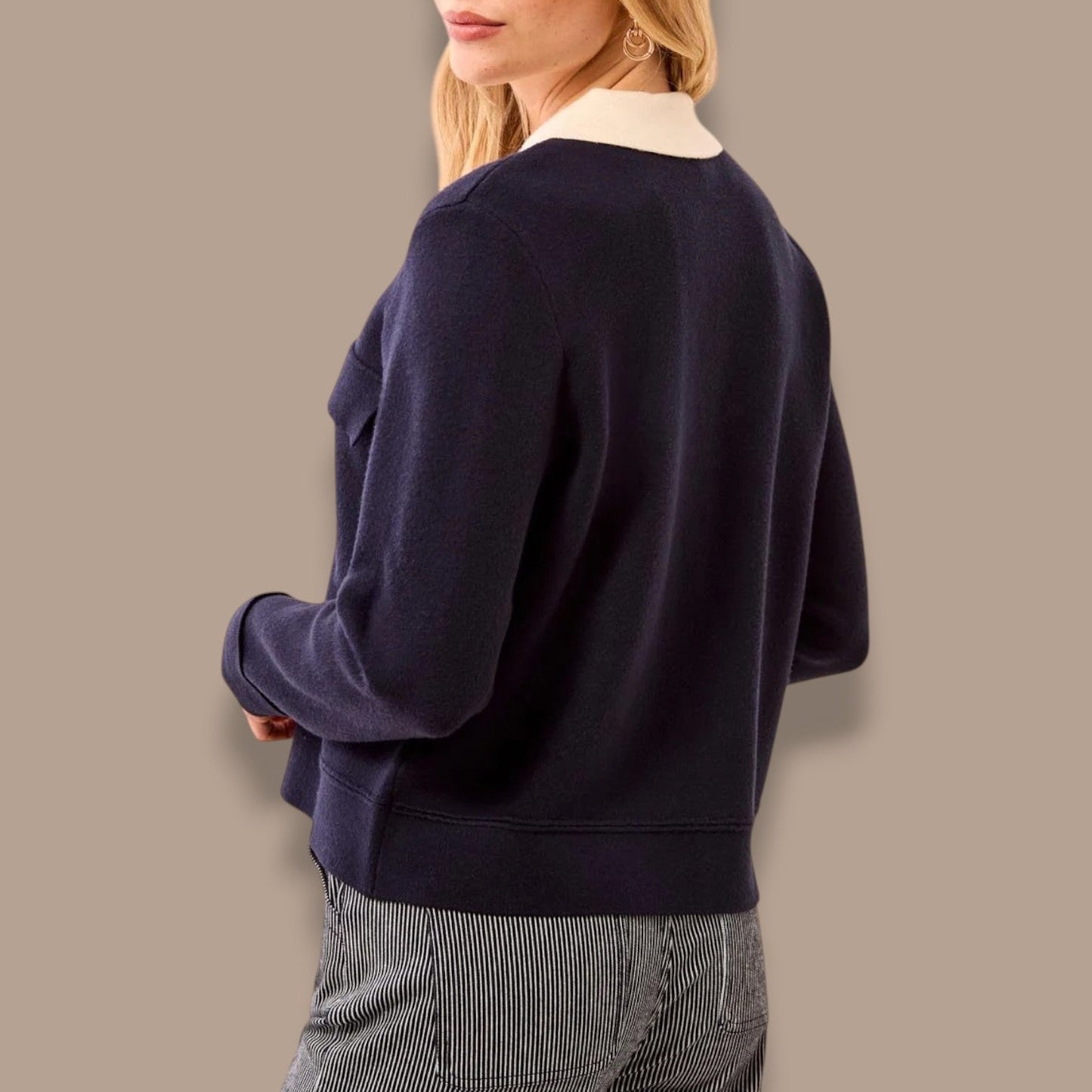 Tribal - Contrast Trim Collared Cardigan