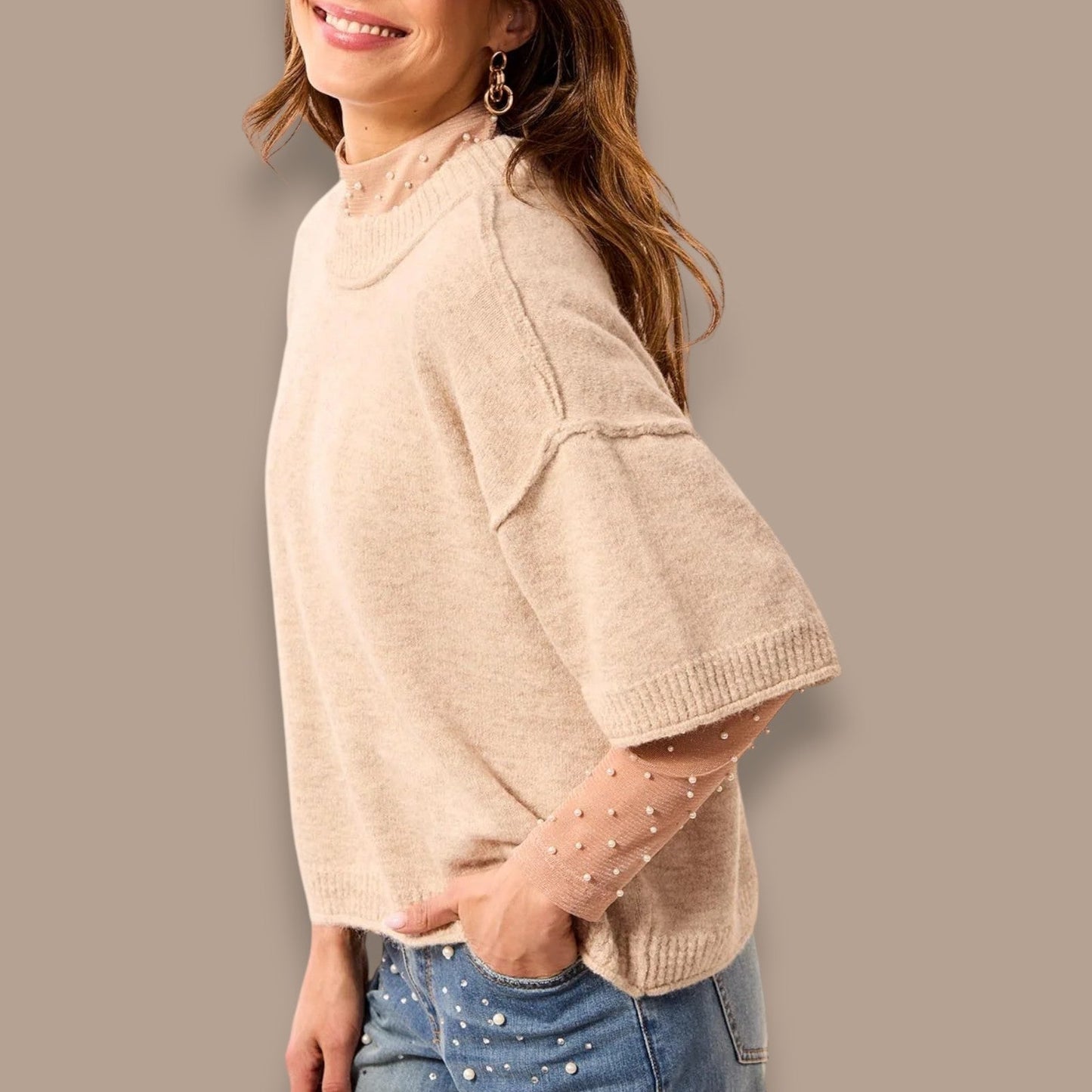 Tribal - Drop Shoulder Crew Neck Sweater