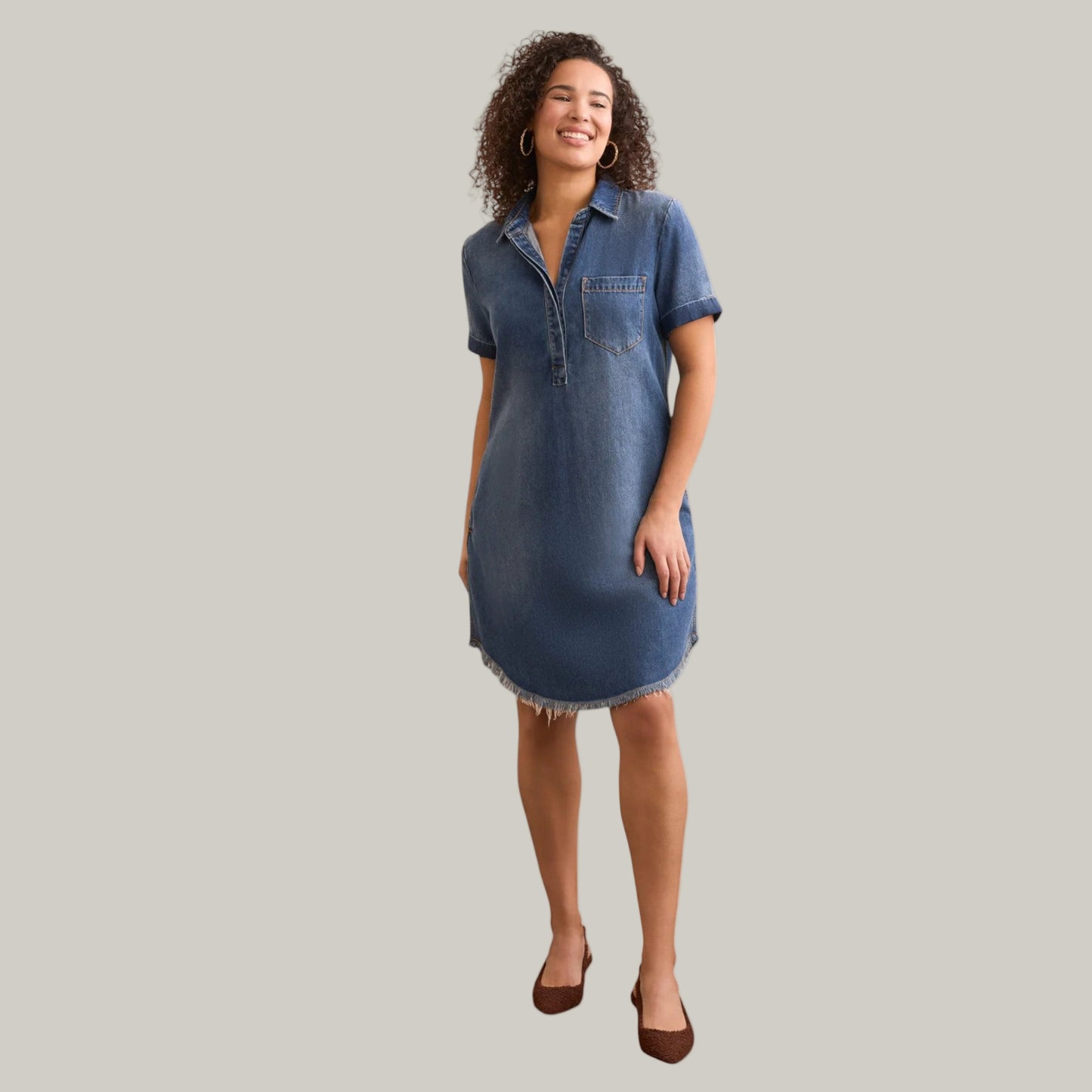 Tribal - Flowy Lyocell® Pop Over Shirt Dress