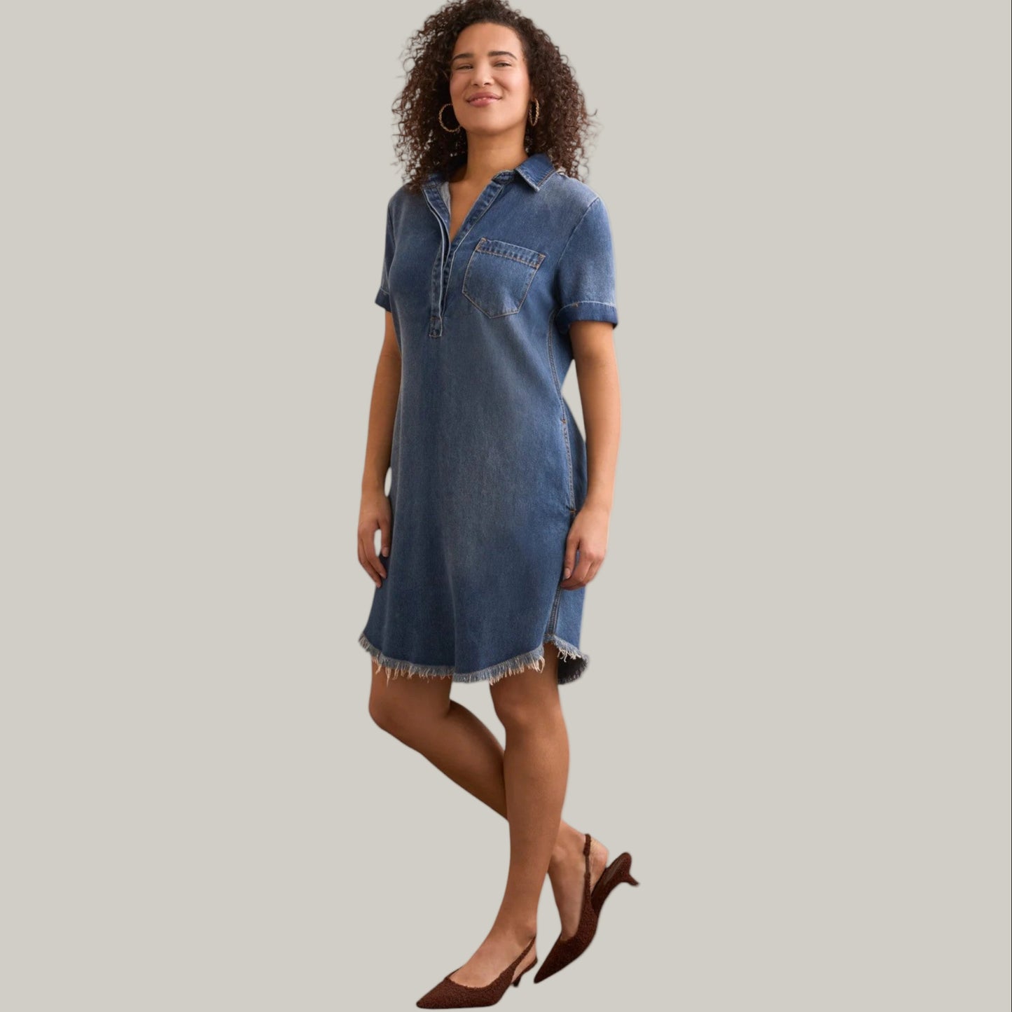 Tribal - Flowy Lyocell® Pop Over Shirt Dress