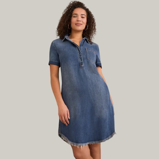 Tribal - Flowy Lyocell® Pop Over Shirt Dress