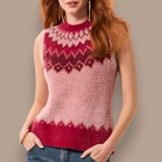 Tribal - Fuzzy Soft-Knit Fair Isle Sweater Vest