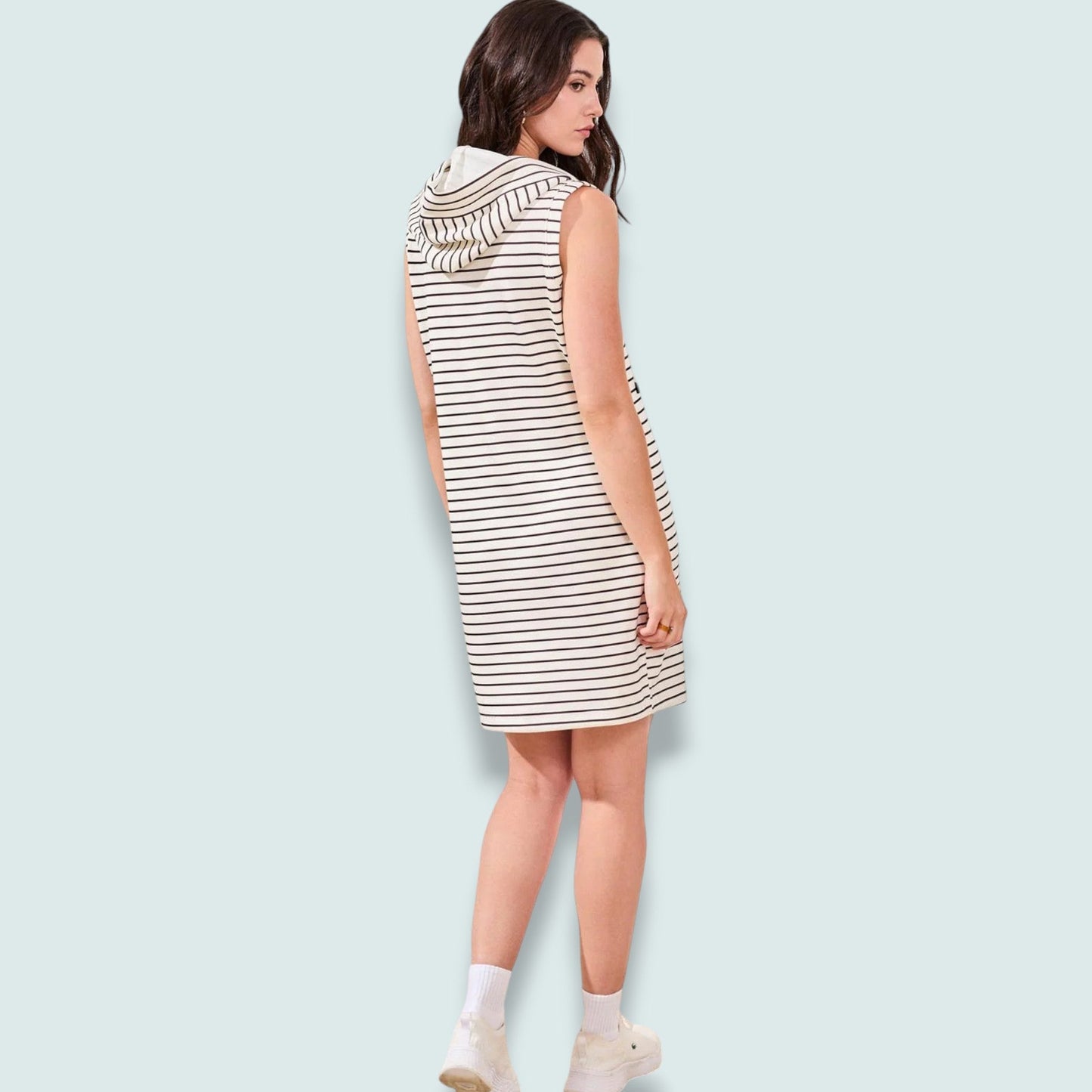 Tribal - Scuba Knit Sleeveless Hooded Dress With Pockets
