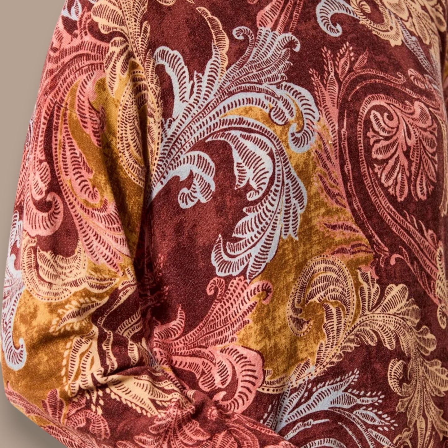 Tribal - Lightweight Printed Long-Sleeve Funnel Neck Sweater