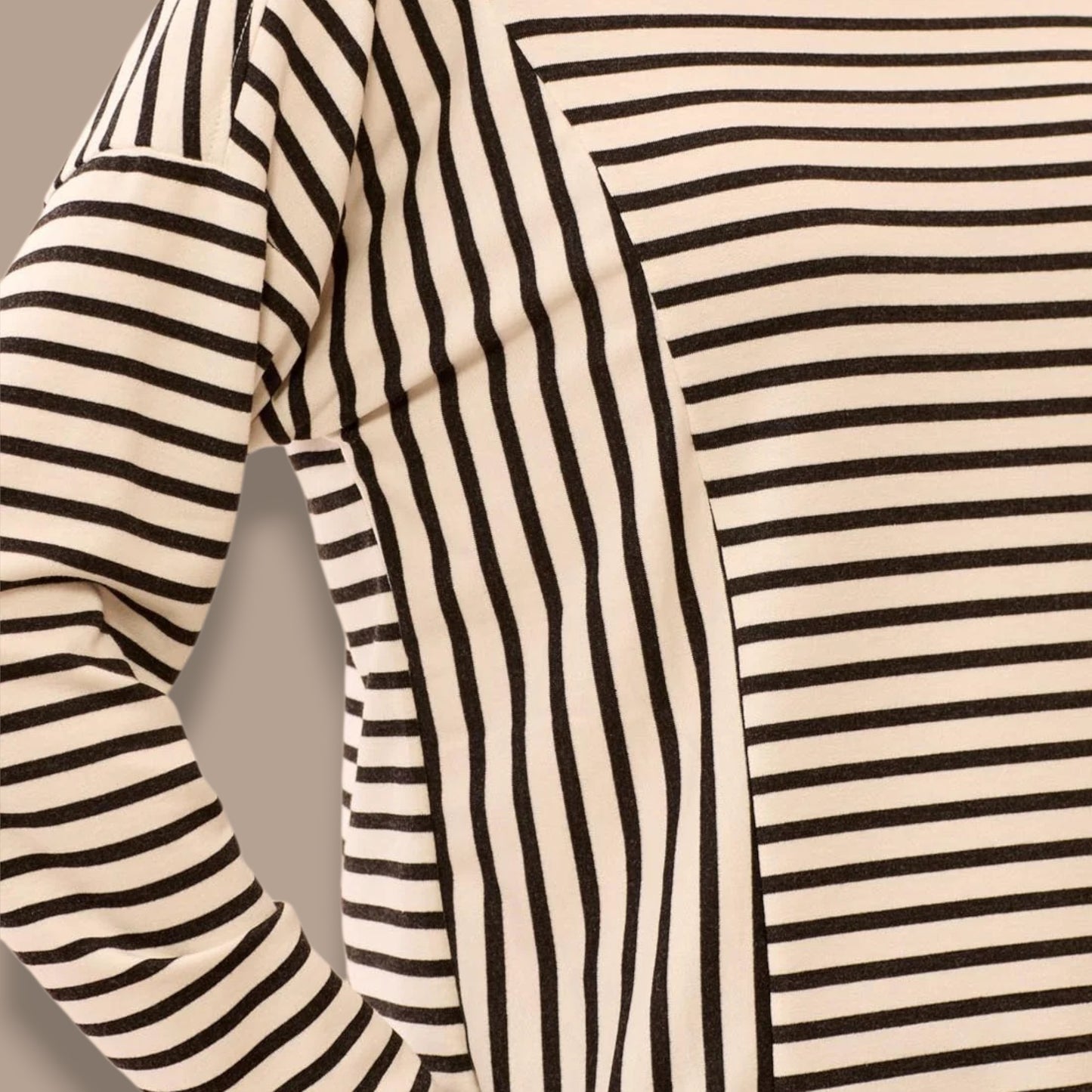 Tribal - Striped Crewneck Long Sleeve Knit Top