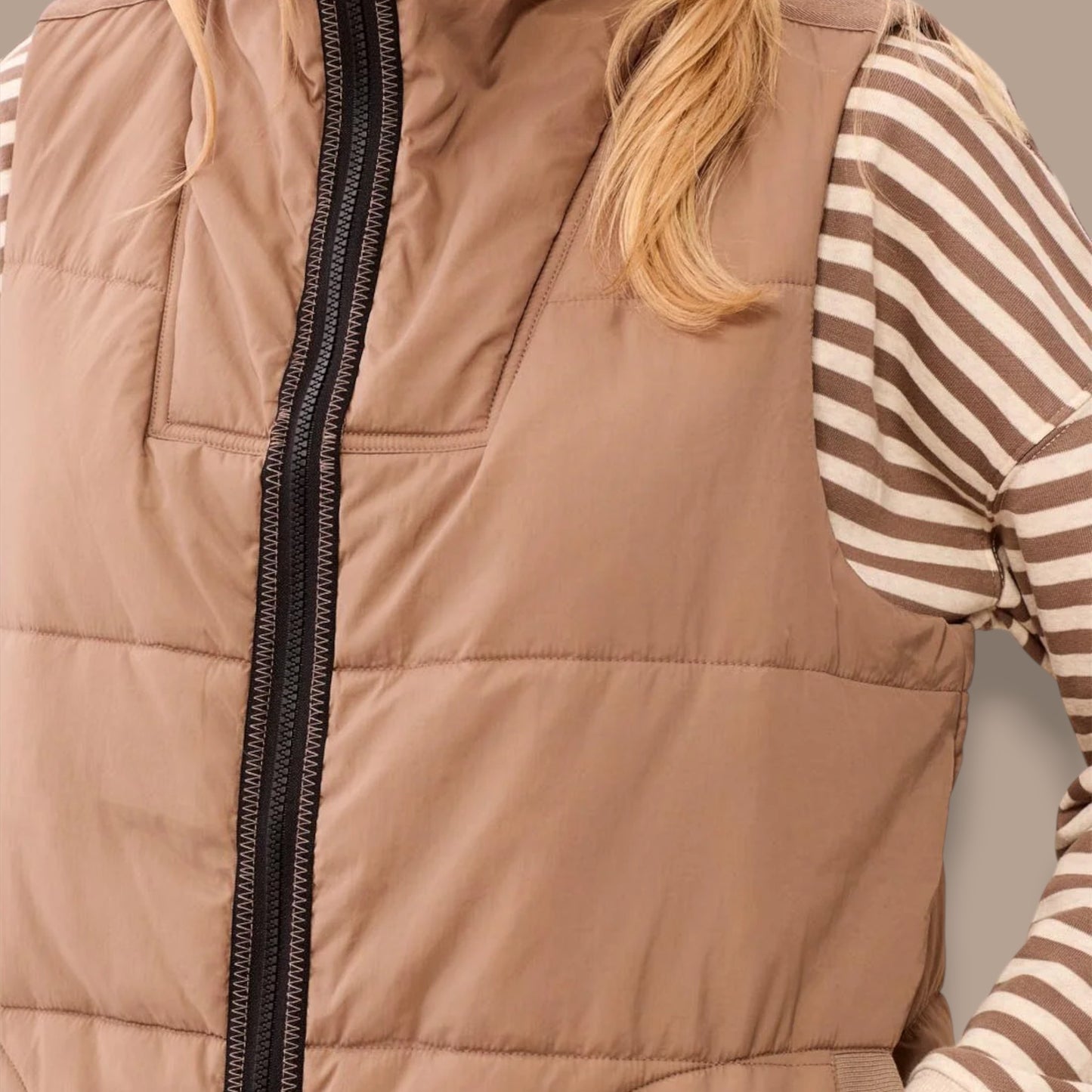 Tribal - Long Zip-Front Quilted Vest