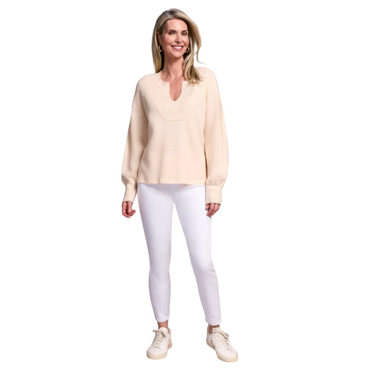 Tribal - Mandarin Collar Long Puff Sleeve Sweater