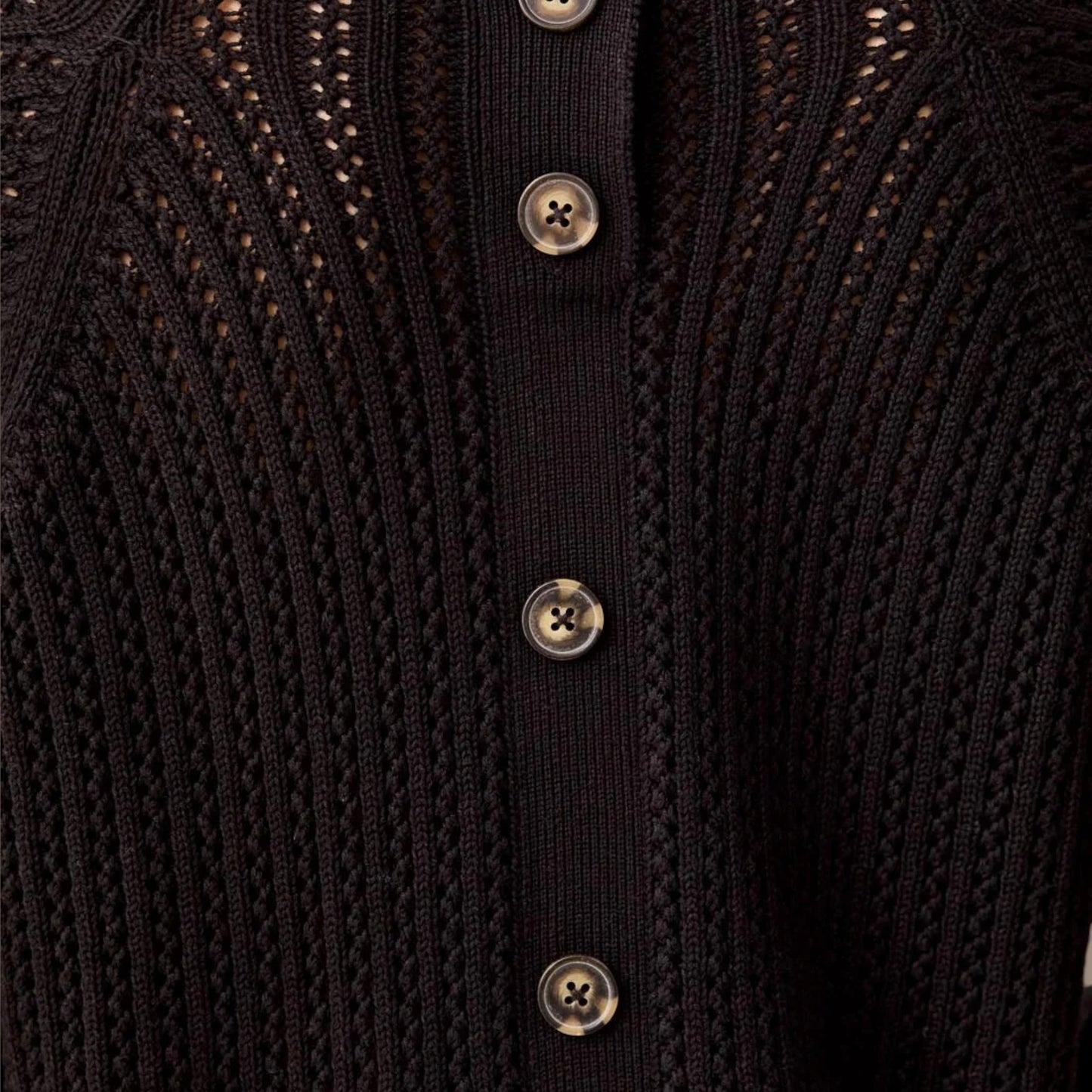 Tribal - Pointelle Button-Back Long Sleeve Sweater