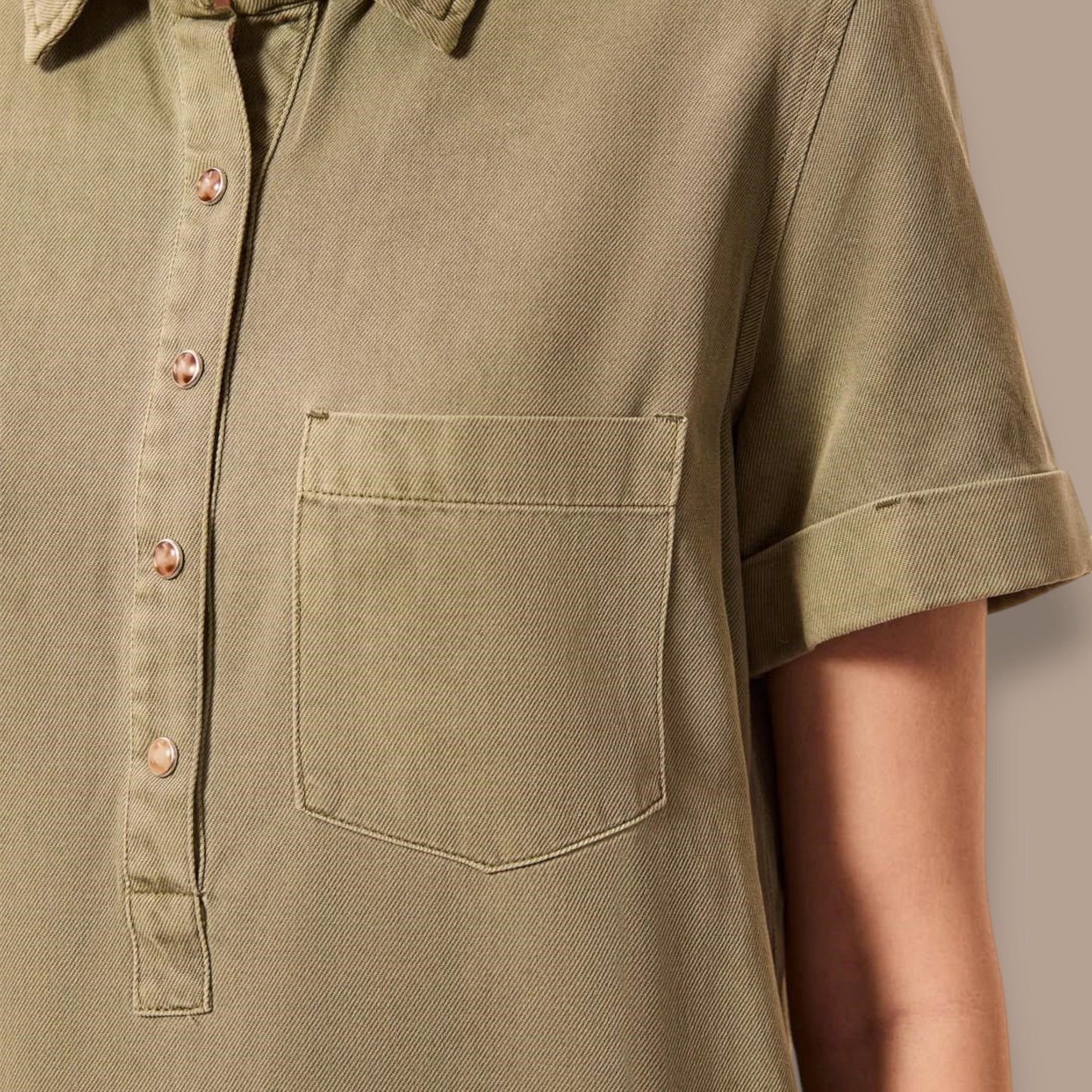 Tribal - Pop Over Short Sleeve Collared Shirt Dress