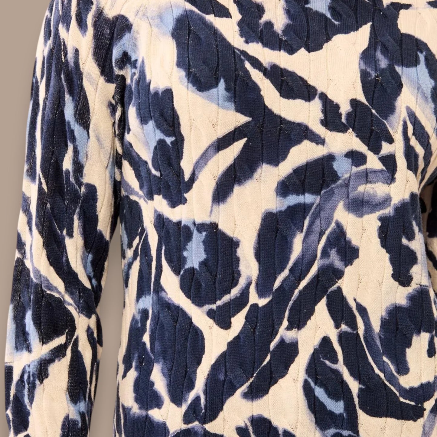 Tribal  - Printed Cable Cotton Crew Neck Sweater