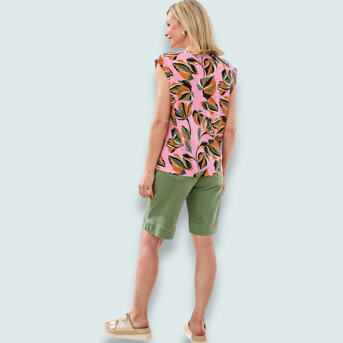 Tribal - Printed V-Neck Cap Sleeve Top