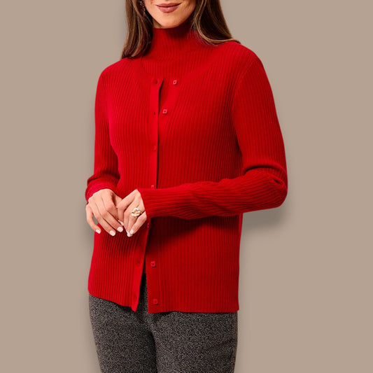 Tribal - Ribbed Button-Front Sweater Cardigan
