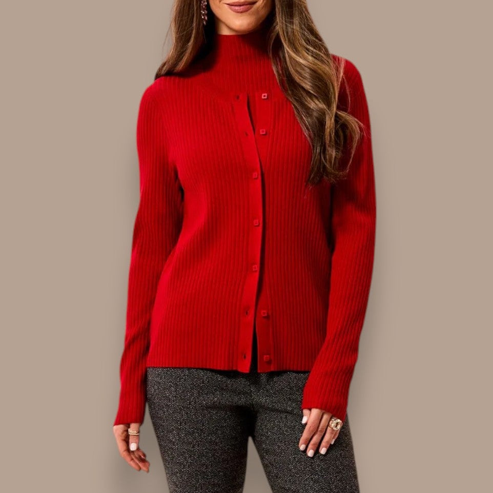 Tribal - Ribbed Button-Front Sweater Cardigan