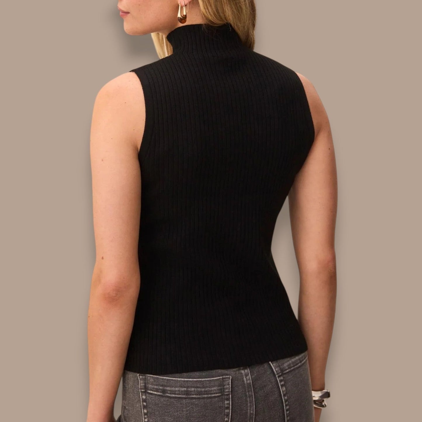 Tribal - Ribbed Funnel Neck Sleeveless Knit Tank