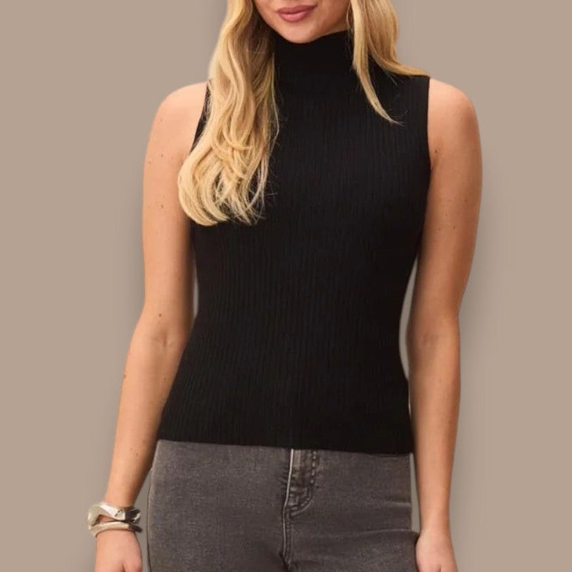 Tribal - Ribbed Funnel Neck Sleeveless Knit Tank