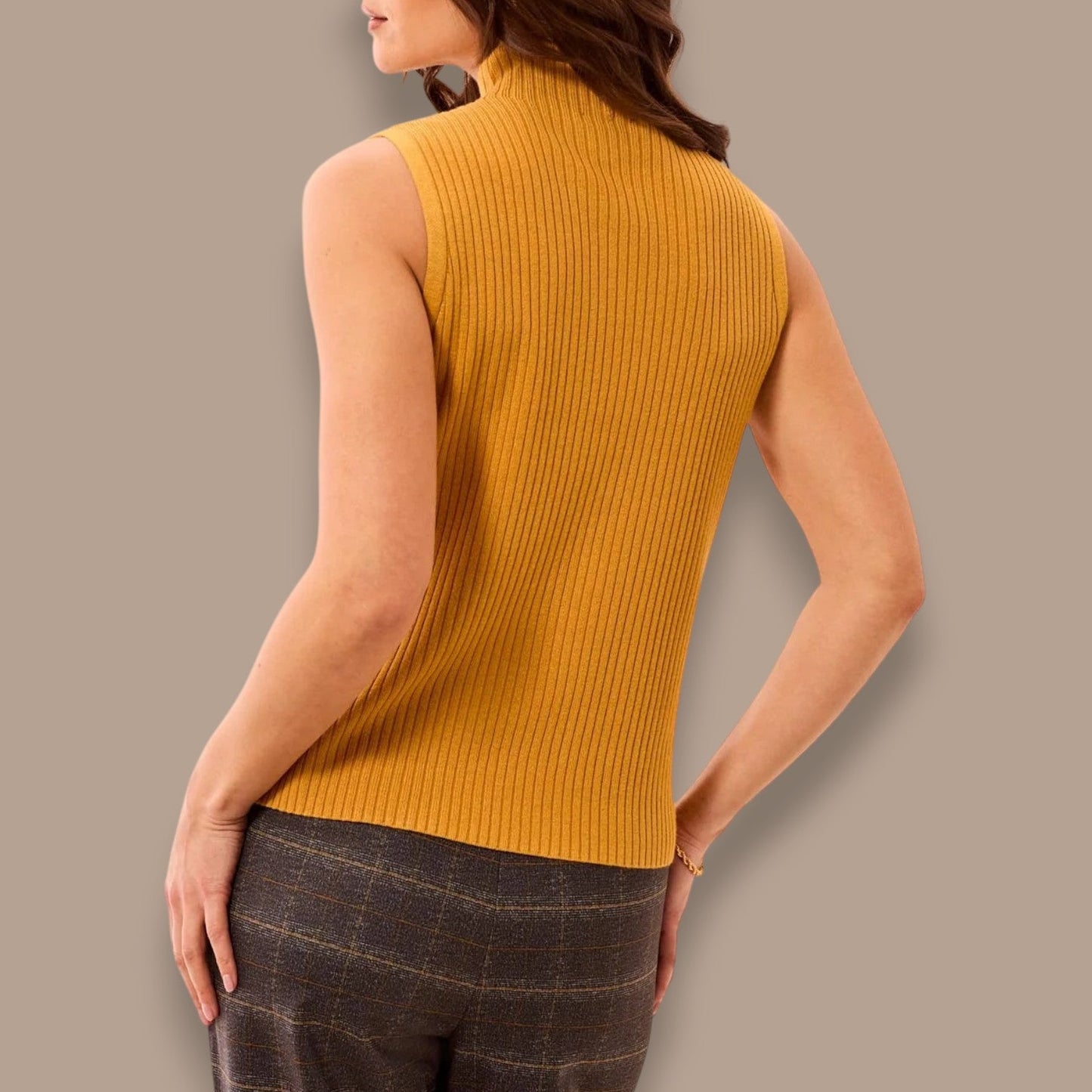 Tribal - Ribbed Funnel Neck Sleeveless Knit Tank