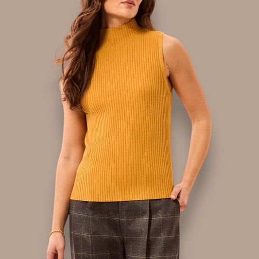 Tribal - Ribbed Funnel Neck Sleeveless Knit Tank