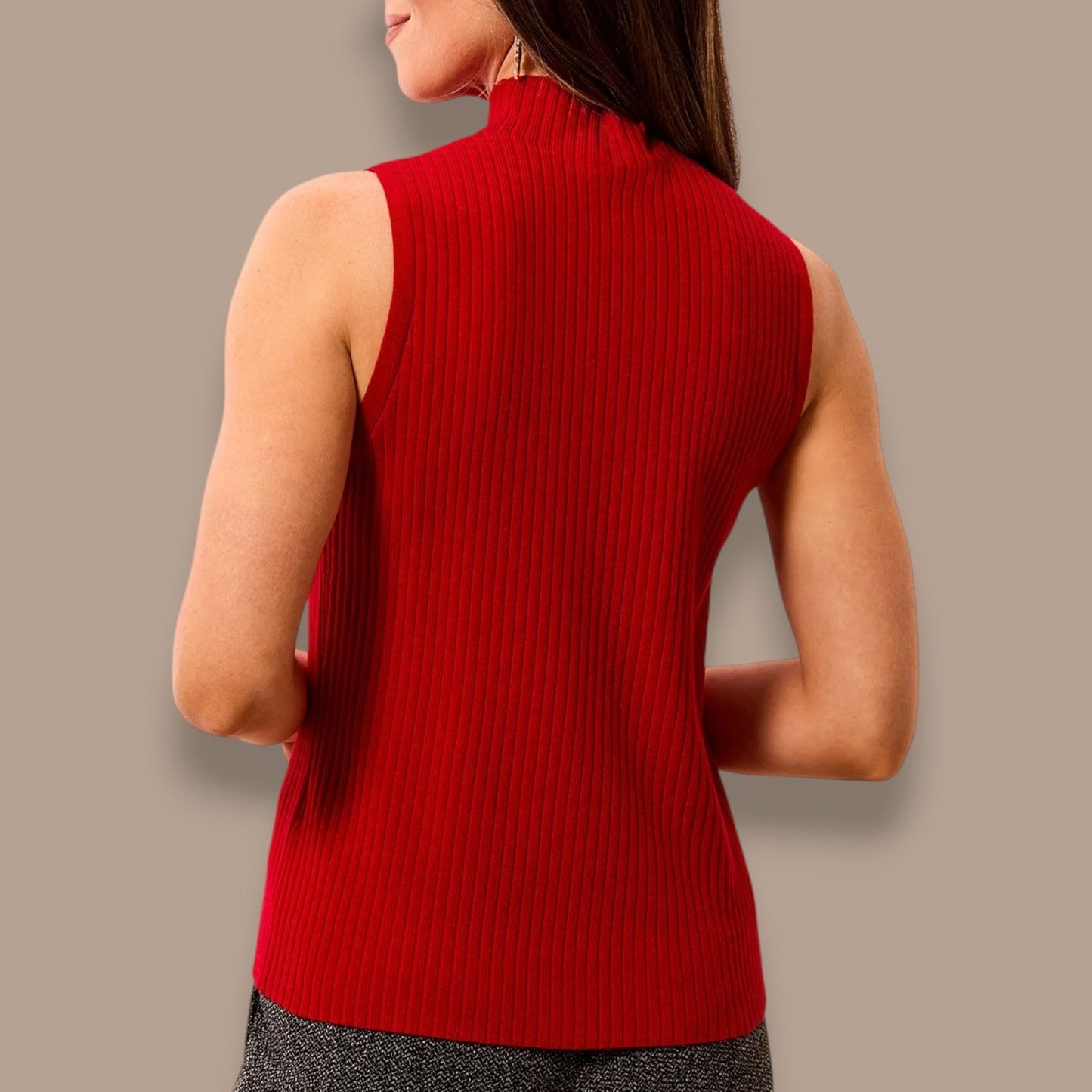 Tribal - Ribbed Funnel Neck Sleeveless Knit Tank