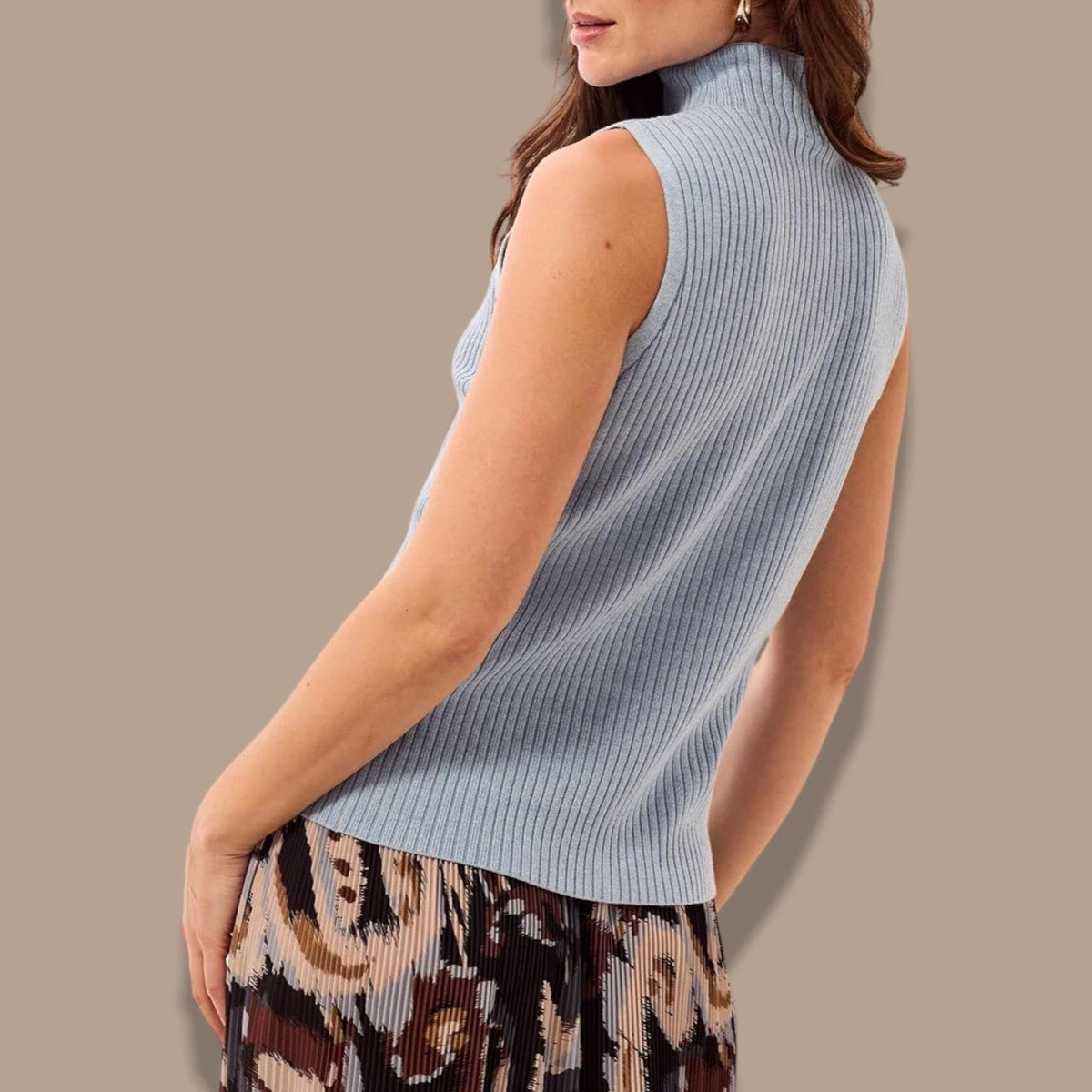 Tribal - Ribbed Funnel Neck Sleeveless Knit Tank
