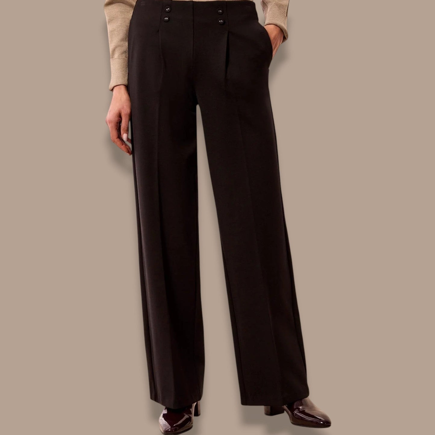 Tribal - Signature Luxury Twill Wide-Leg Pull-On Pants