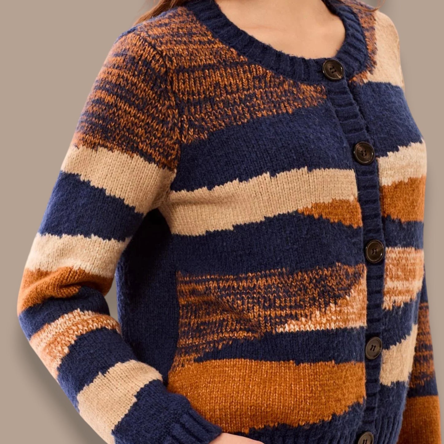 Tribal - Soft Crew Neck Button Front Cardigan