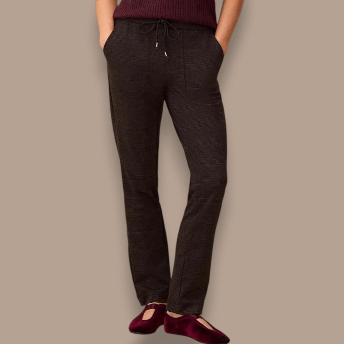 Tribal - Soft Ponte Plaid Pull-On Pants