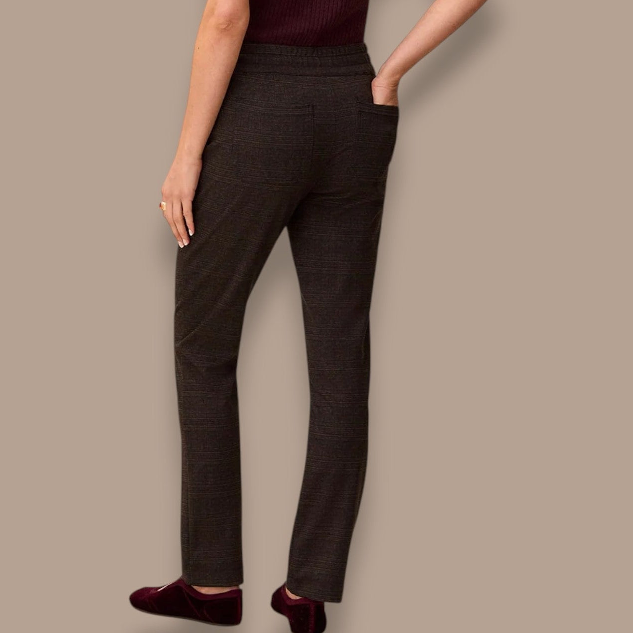 Tribal - Soft Ponte Plaid Pull-On Pants