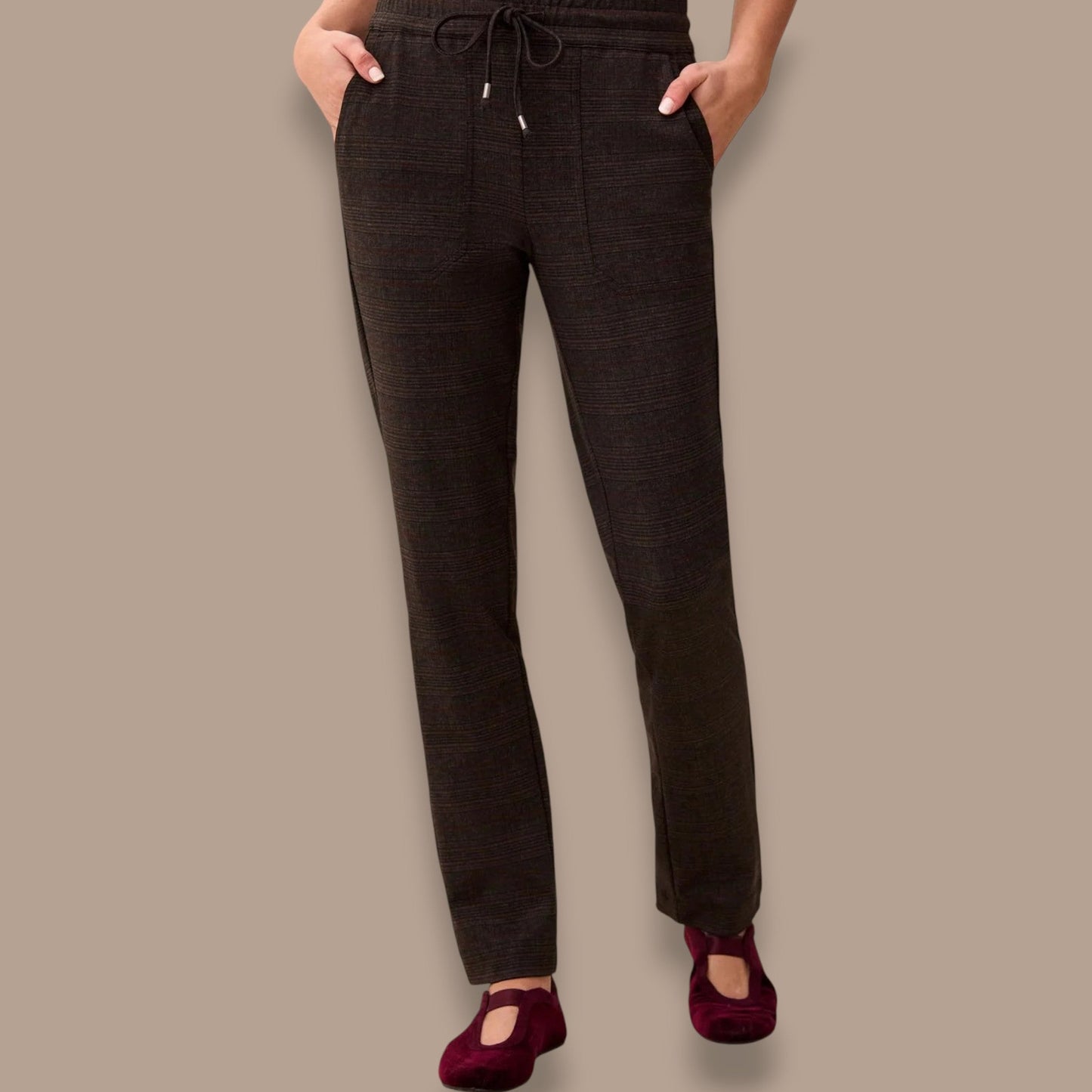 Tribal - Soft Ponte Plaid Pull-On Pants