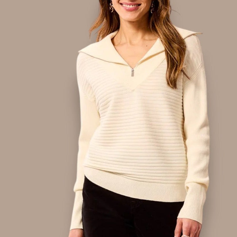 Tribal - Soft Zip-Up V-Neck Sweater
