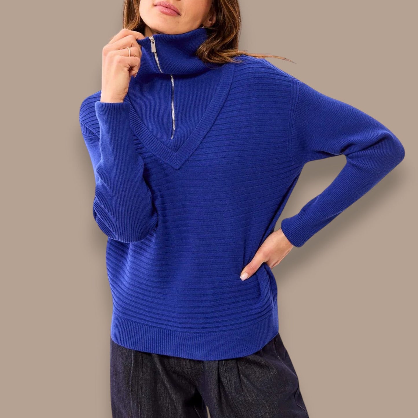 Tribal - Soft Zip-Up V-Neck Sweater
