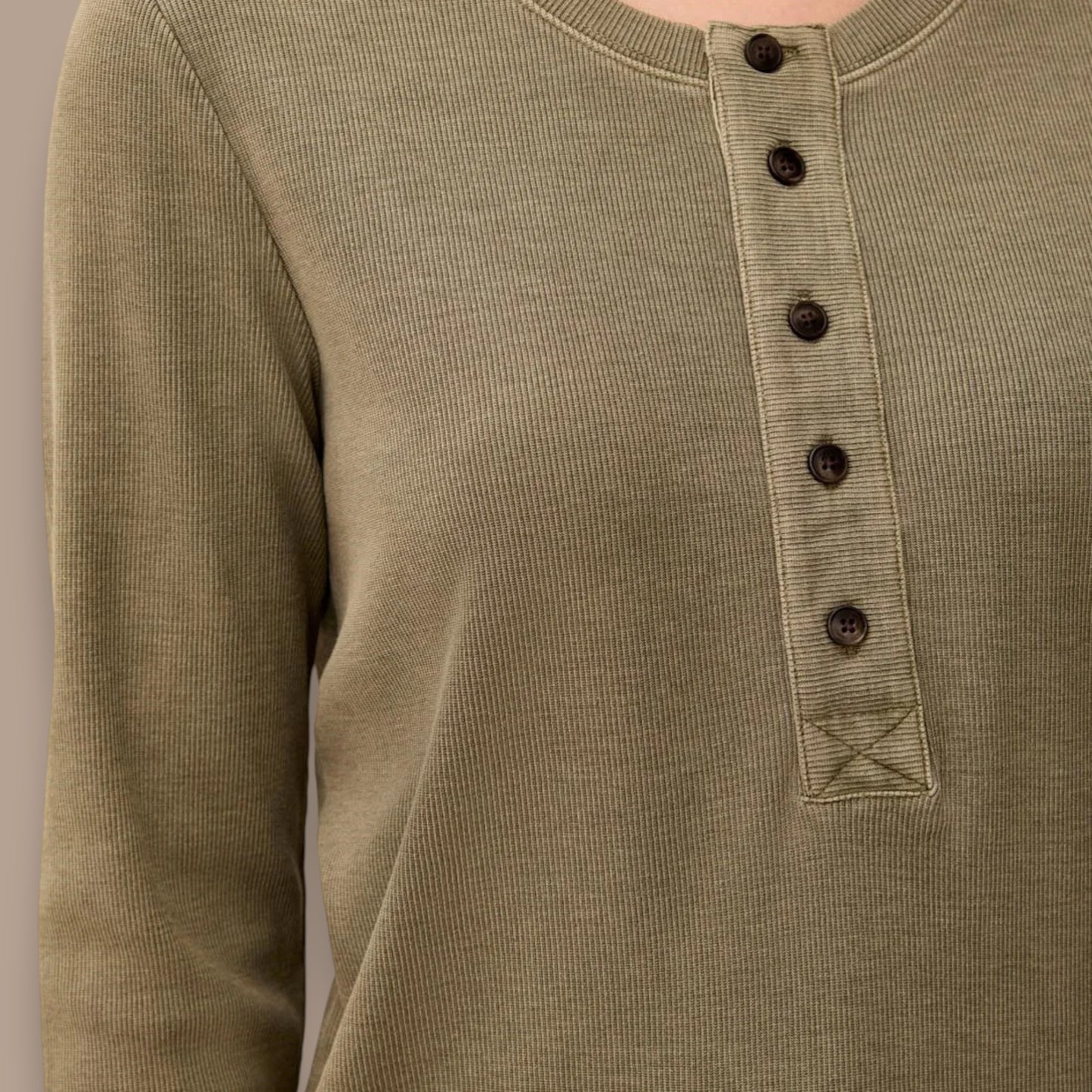 Tribal - Long Sleeve Buttoned Henley Top
