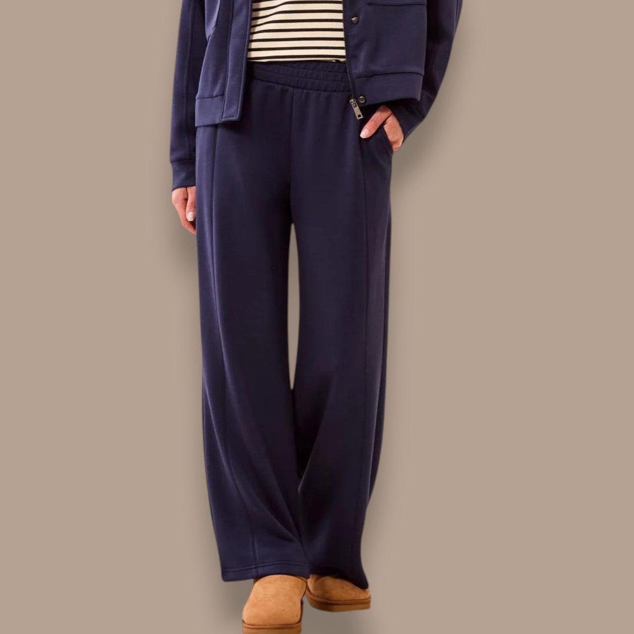 Tribal - Scuba Knit Pull-On Wide Leg Joggers