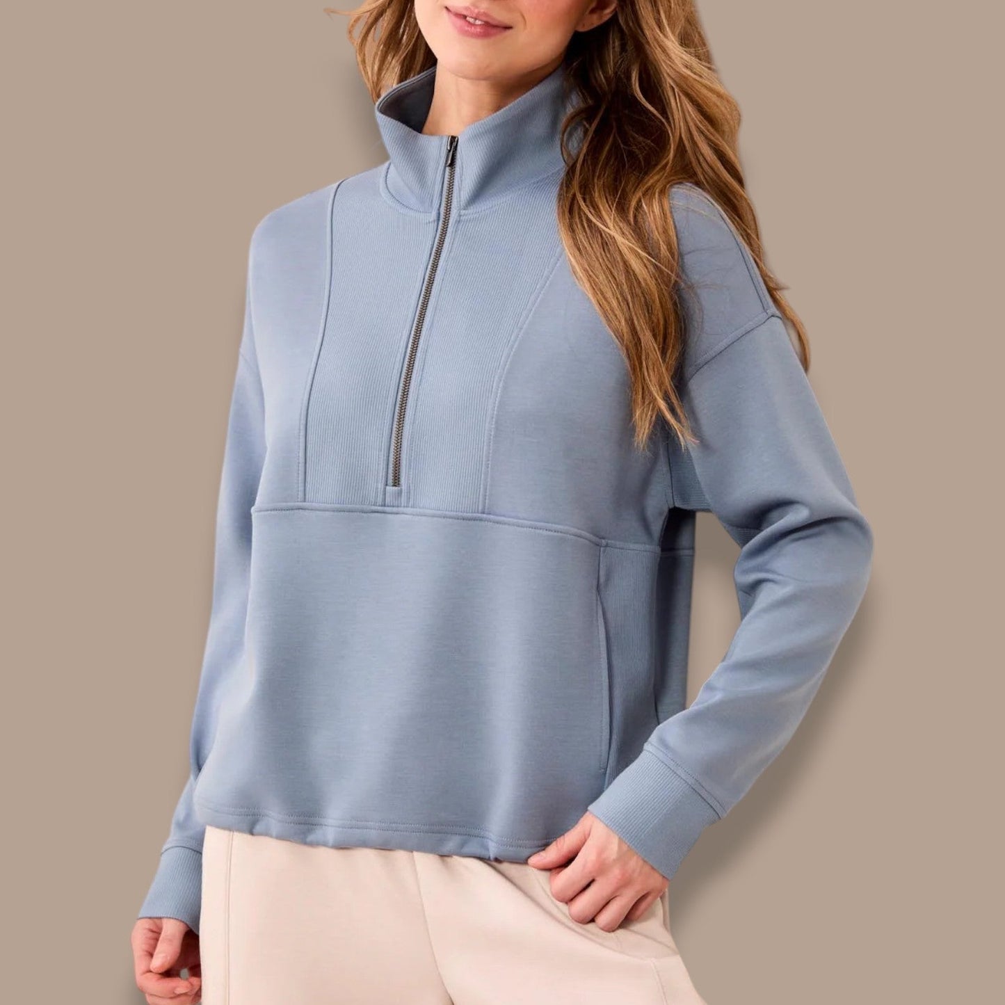 Tribal - Quarter-Zip Funnel Neck Pullover