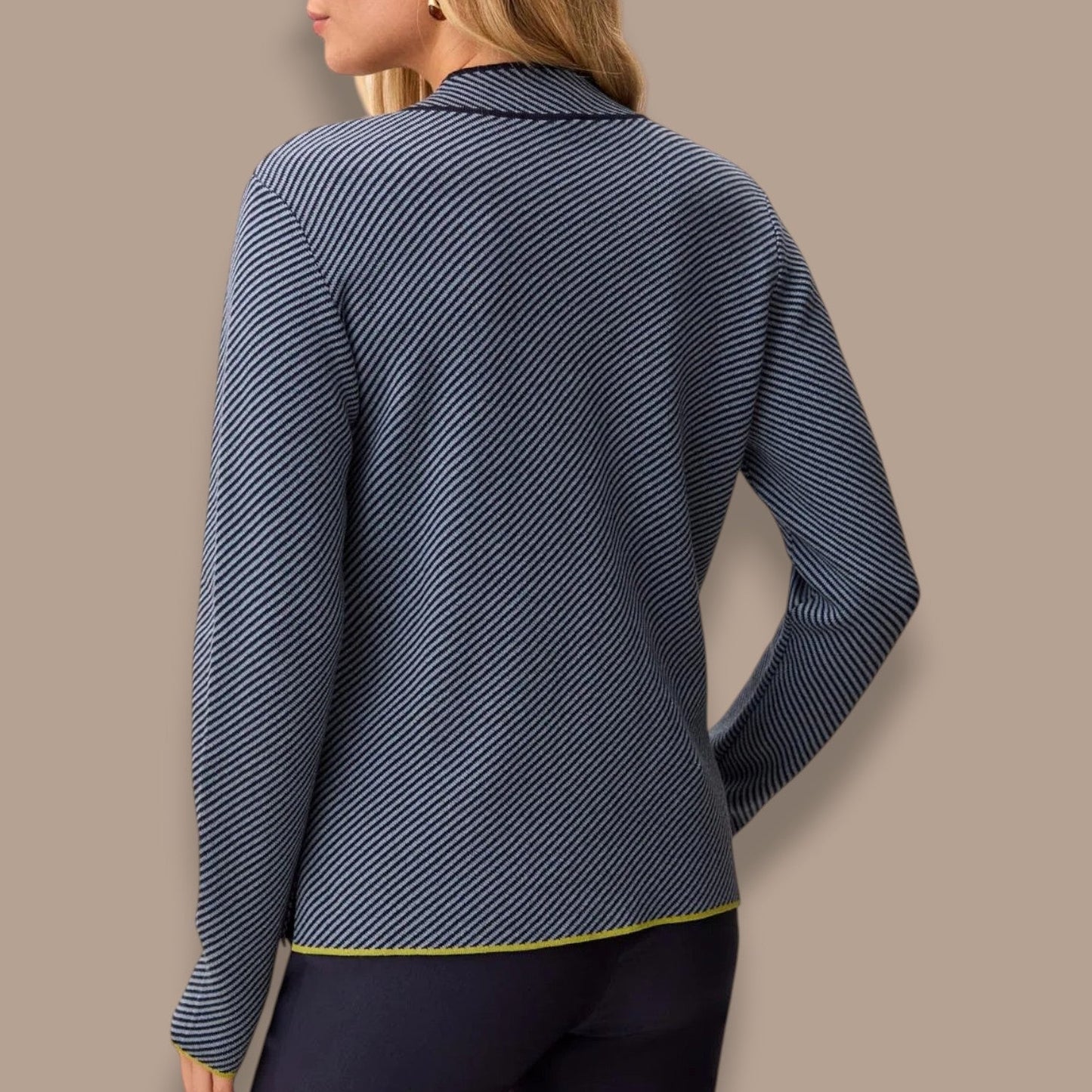 Tribal - Diagonal Stripe Split Neck Sweater