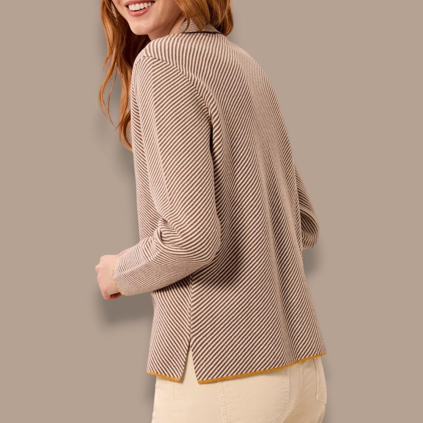Tribal - Diagonal Stripe Split Neck Sweater