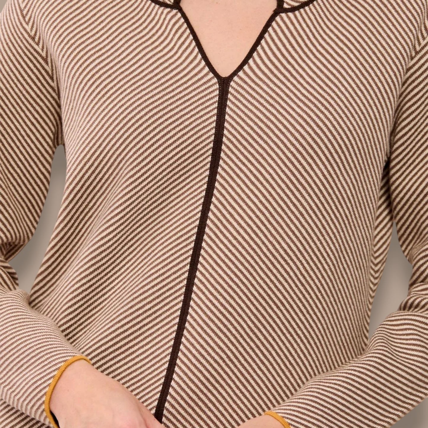 Tribal - Diagonal Stripe Split Neck Sweater