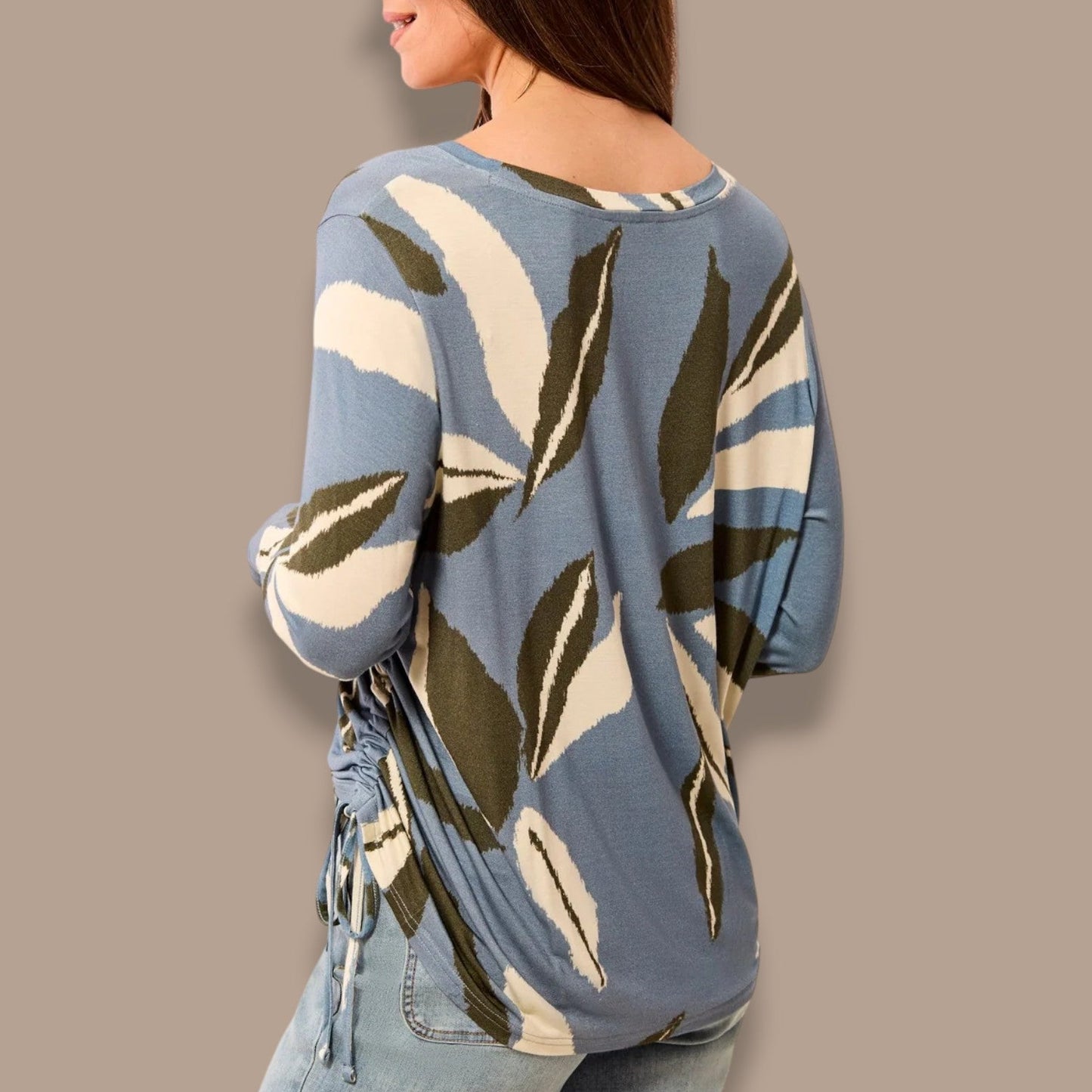 Tribal - Crew Neck Knit Top With Side Ruching